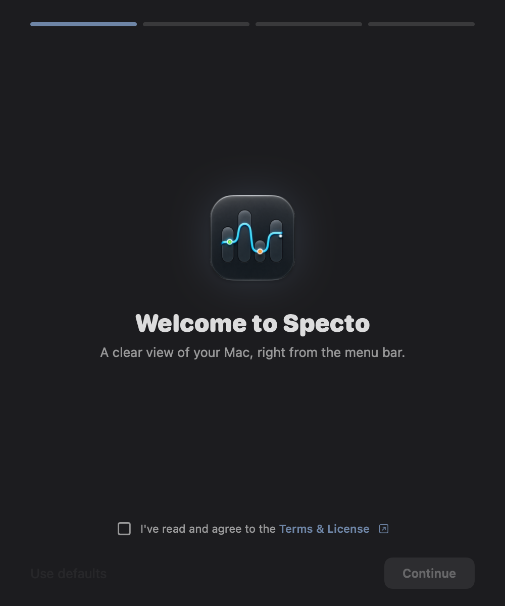 Specto onboarding — Welcome