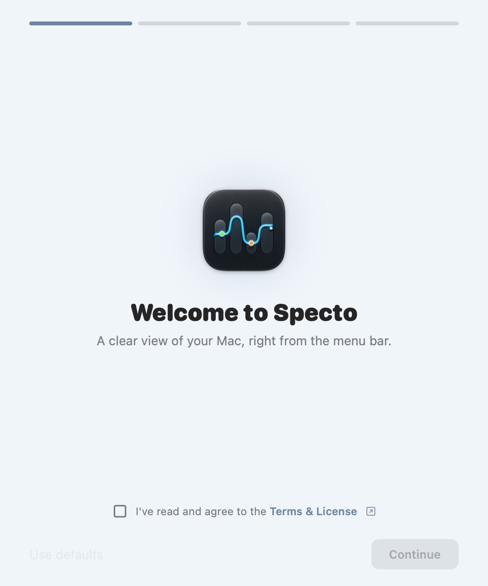 Specto onboarding — Welcome
