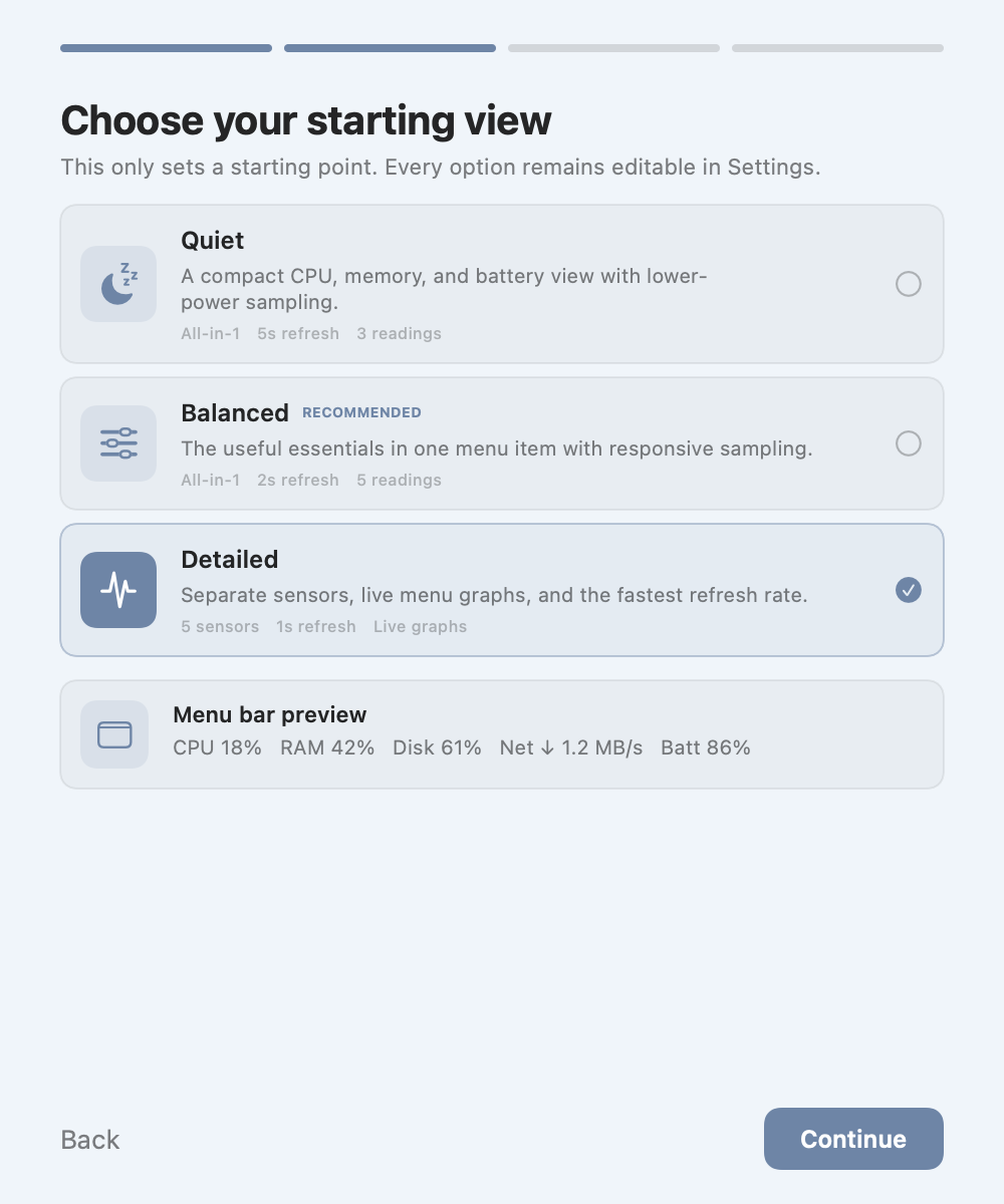 Specto onboarding — Pick a profile